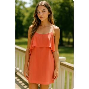 Everly Pink Ruffle Mini Dress Large NWT Flowy Feminine Summer Strappy Sexy